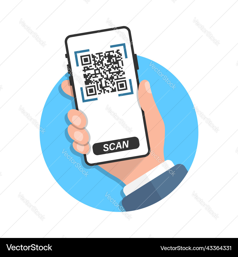Qr code scan in flat style mobile phone scanning Qr code scan in flat style mobile phone scanning vector image