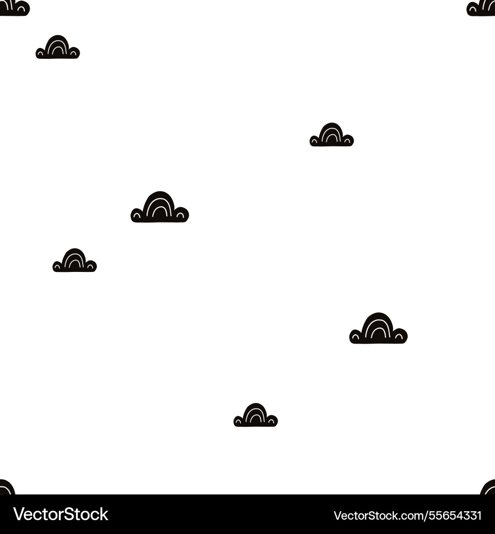 Scandi pattern with clouds and forest Scandi pattern with clouds and forest vector image