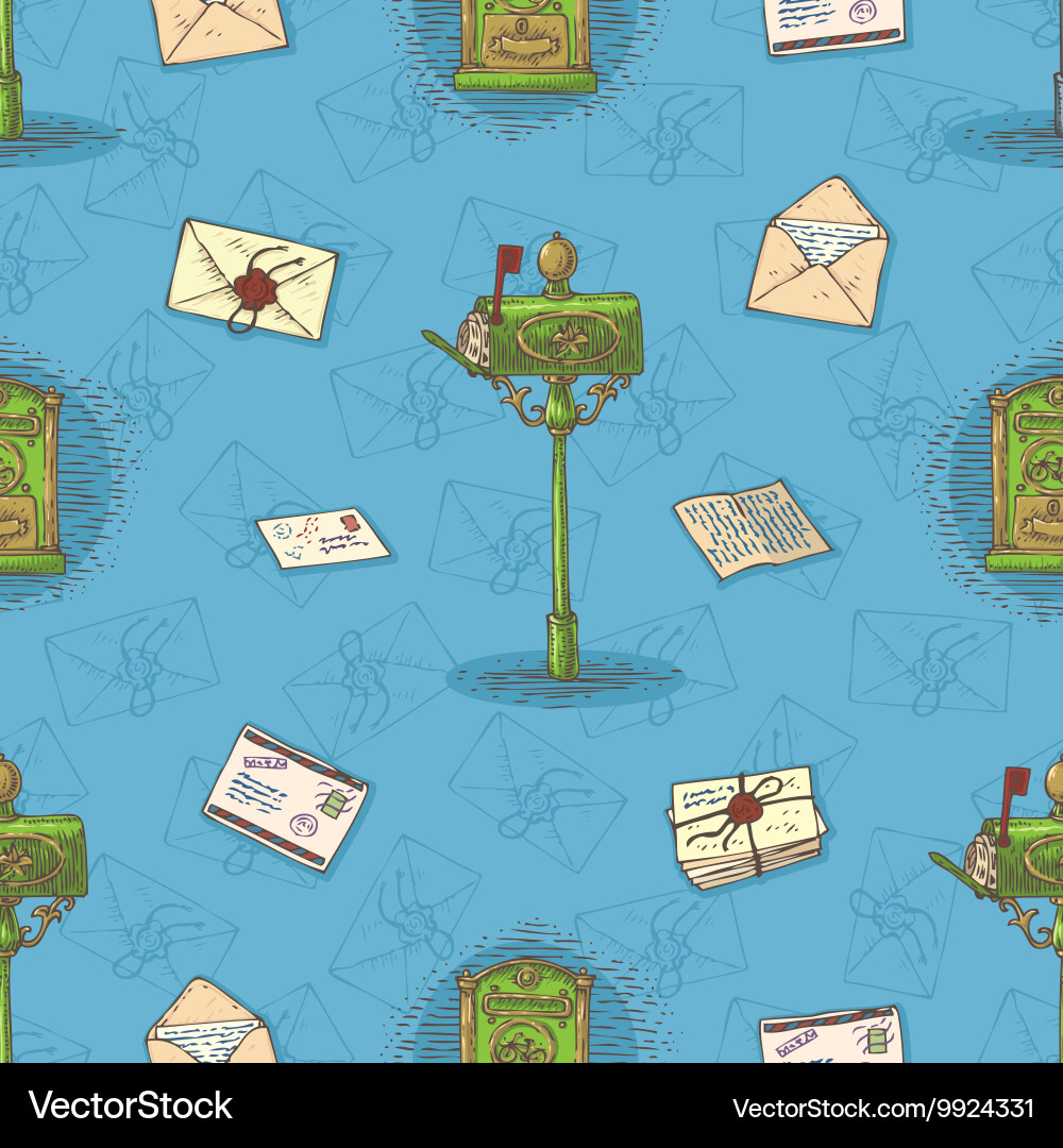 Seamless pattern with envelopes letters Vector Image