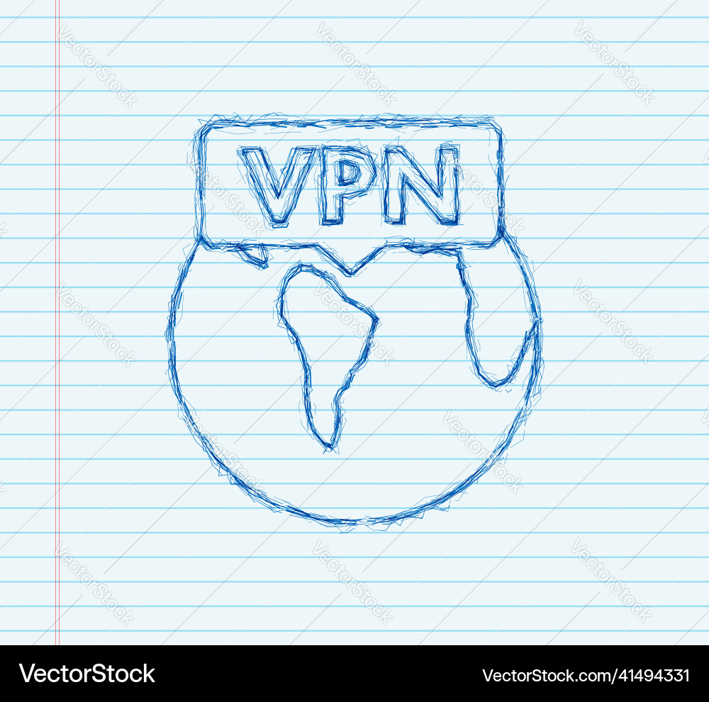 Secure vpn connection concept sketch style vector image