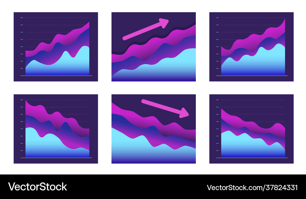 Set abstract graph line moving up and down Set abstract graph line moving up and down vector image