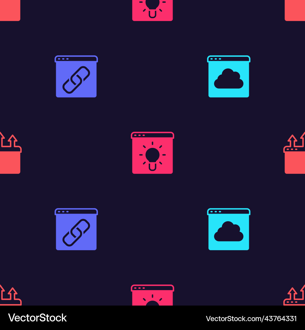 Set cloud technology data transfer browser window vector image