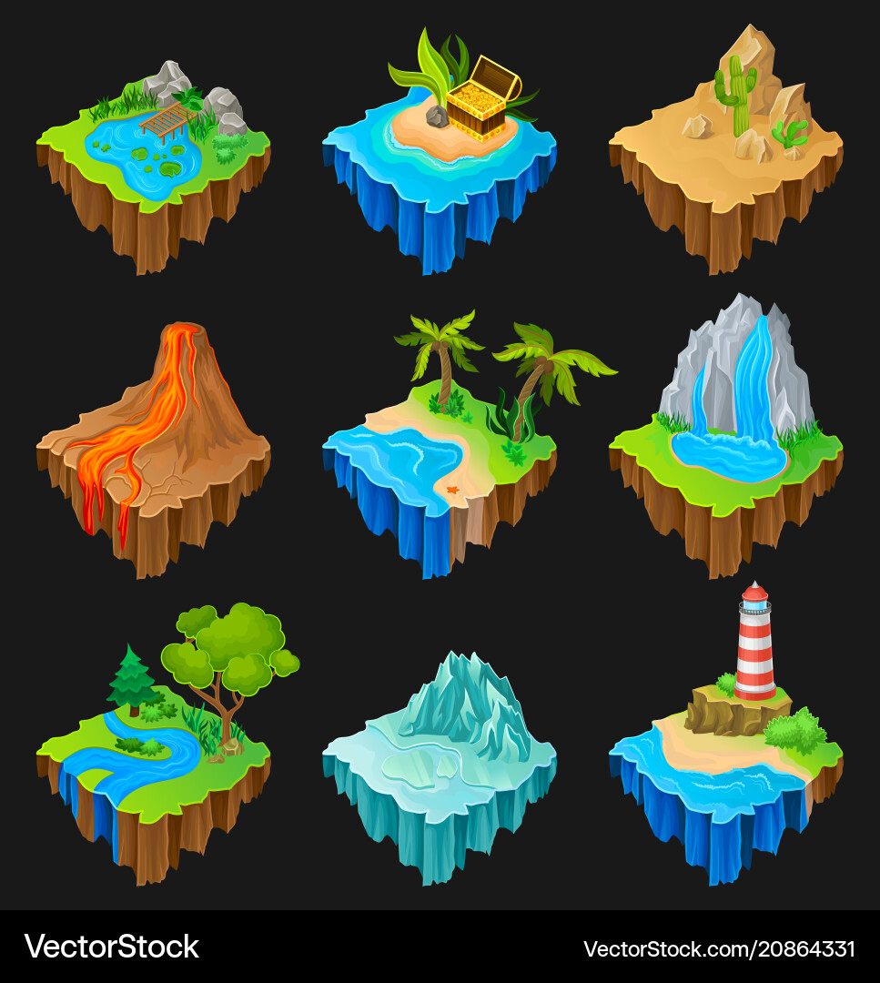 Set of floating platforms with different vector image