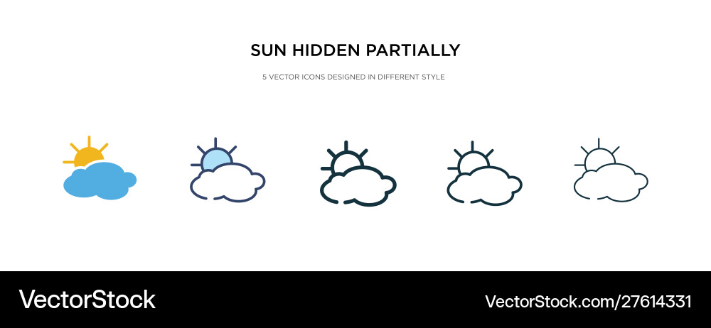 Sun hidden partially icon in different style two Sun hidden partially icon in different style two vector image