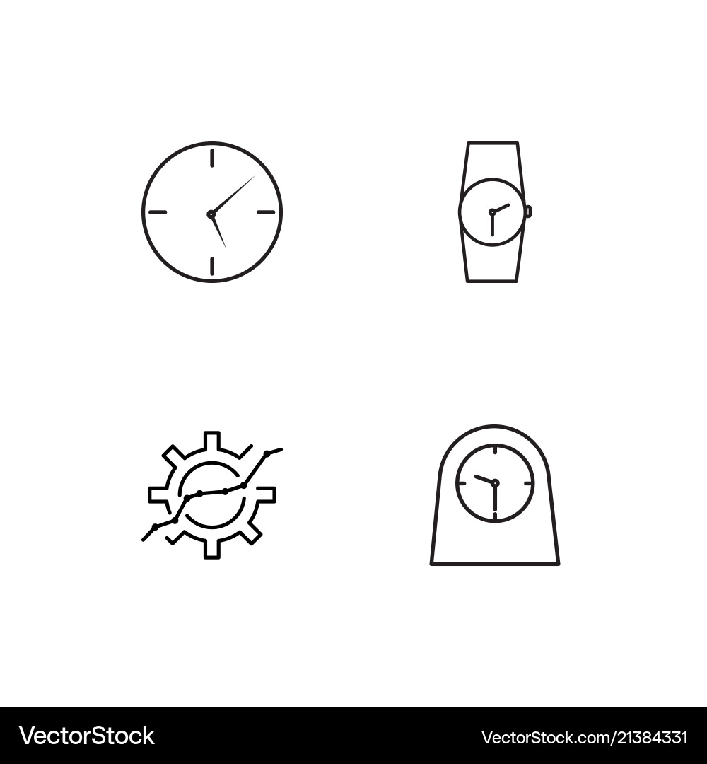 Time linear icons set simple outline Vector Image
