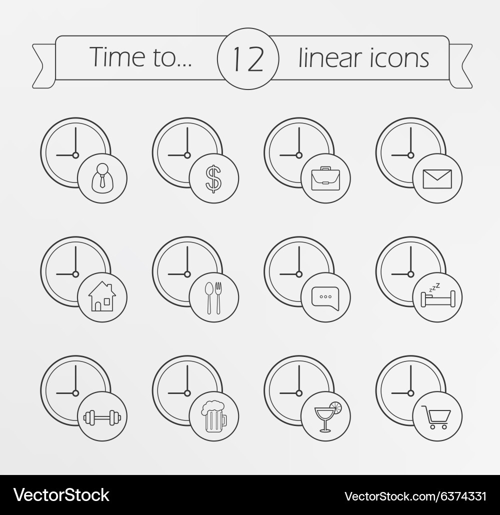 Time management linear icons set Vector Image