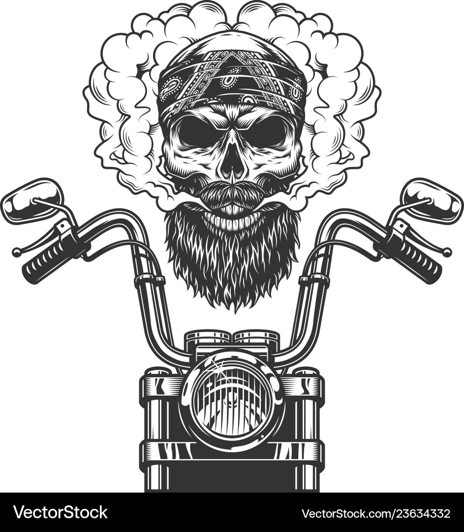 Biker Skull with Bandana Vector Image
