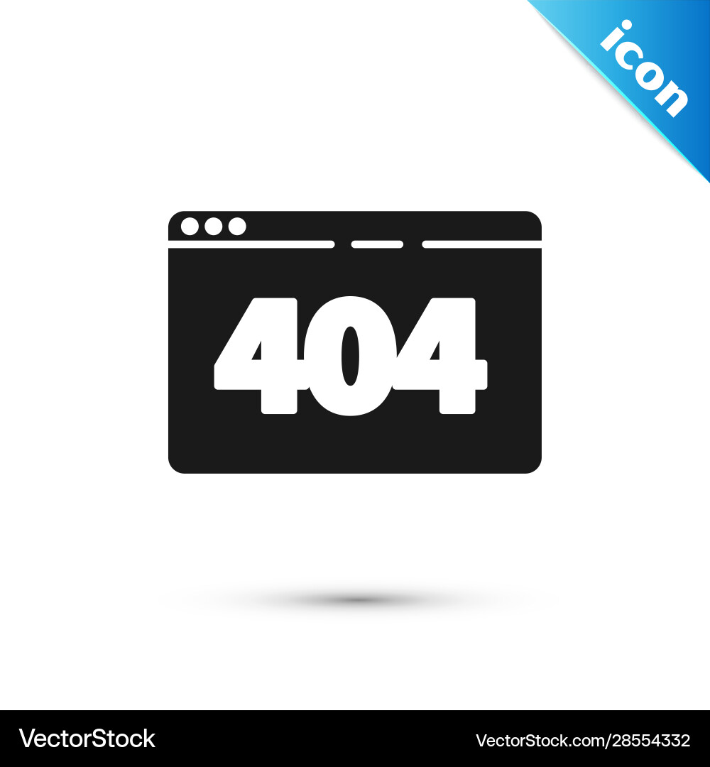 Black page with a 404 error icon isolated Black page with a 404 error icon isolated vector image