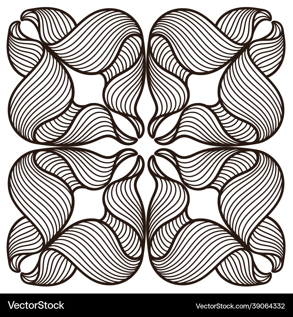 Ceramic tile pattern with wave line curls Ceramic tile pattern with wave line curls Vector Image