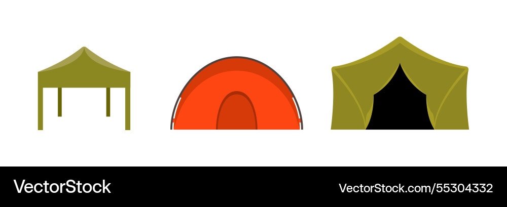Colorful camping tents purple blue and yellow Colorful camping tents purple blue and yellow vector image