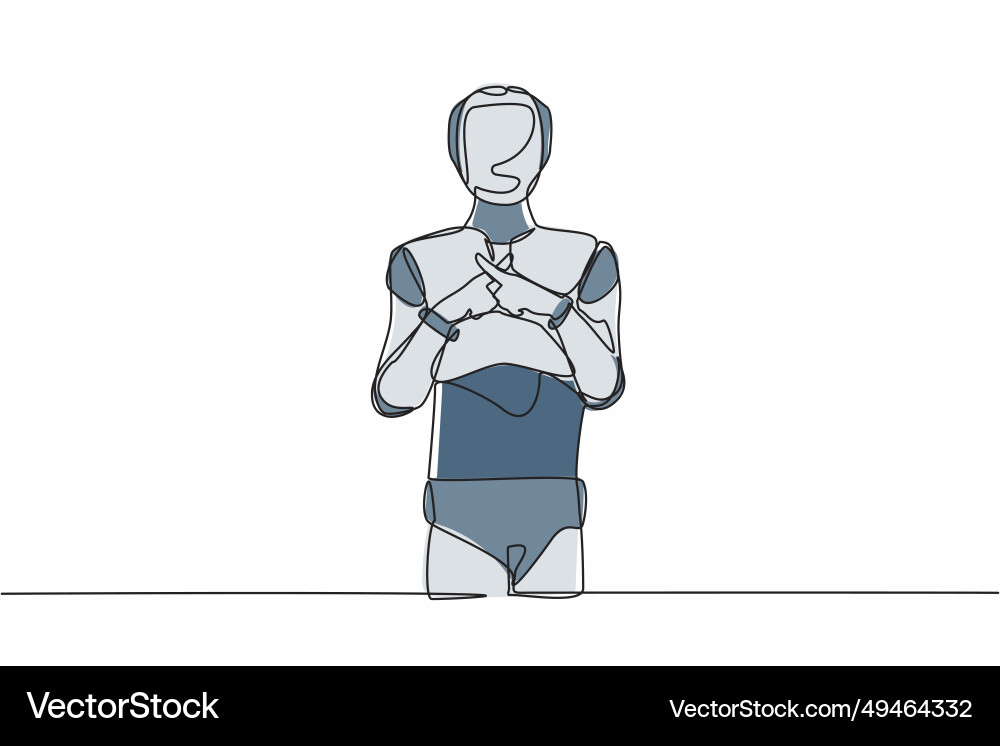 Continuous one line drawing robot standing Continuous one line drawing robot standing vector image