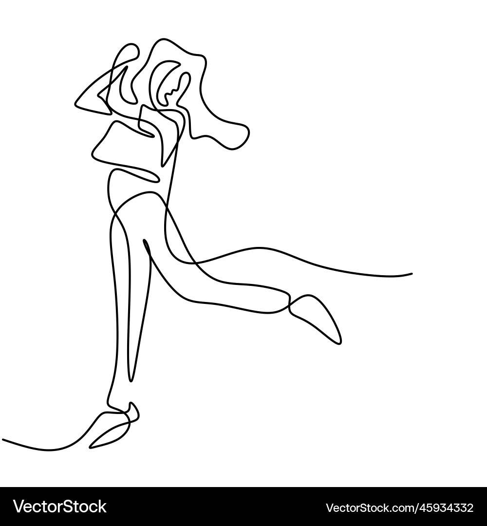 Continuous one single line drawing happy jumping Continuous one single line drawing happy jumping vector image
