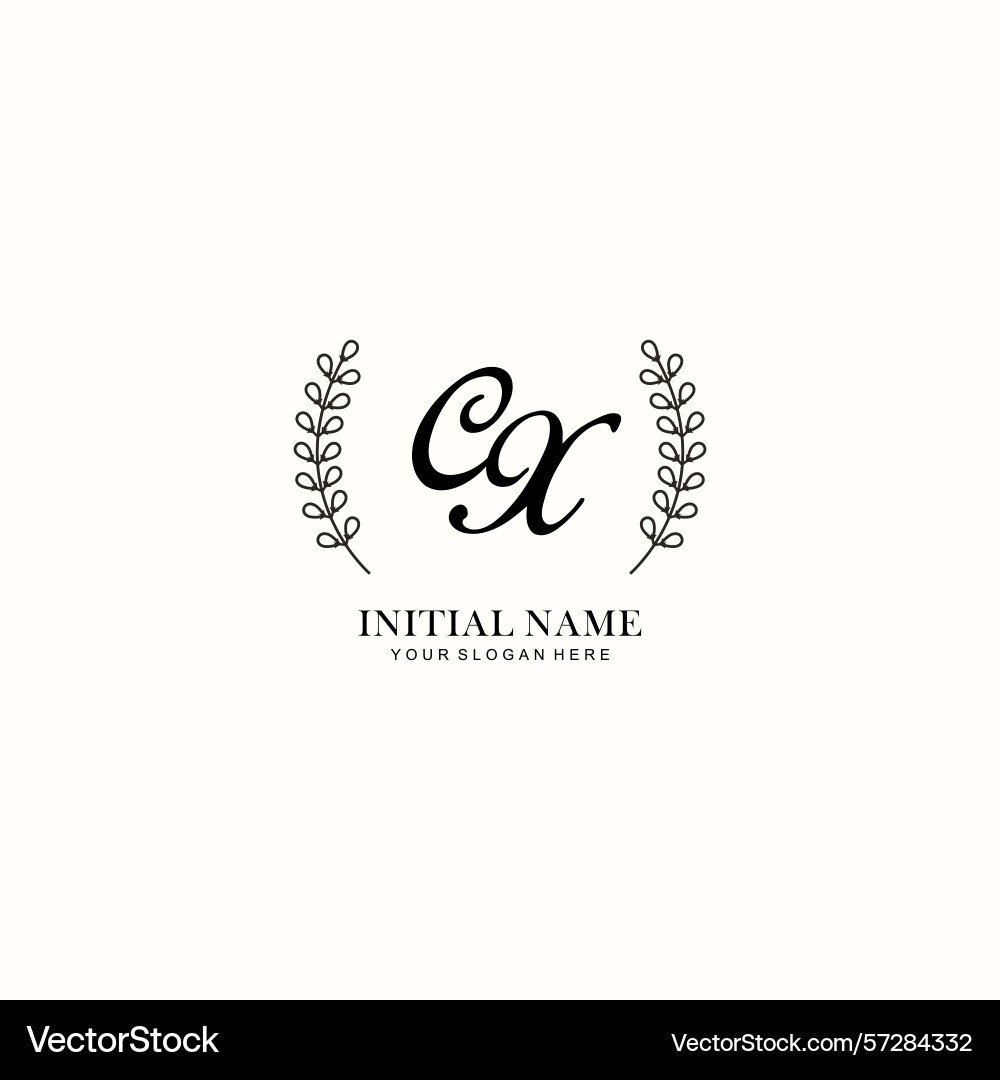 Cx initial logo templates with botanical elements Vector Image