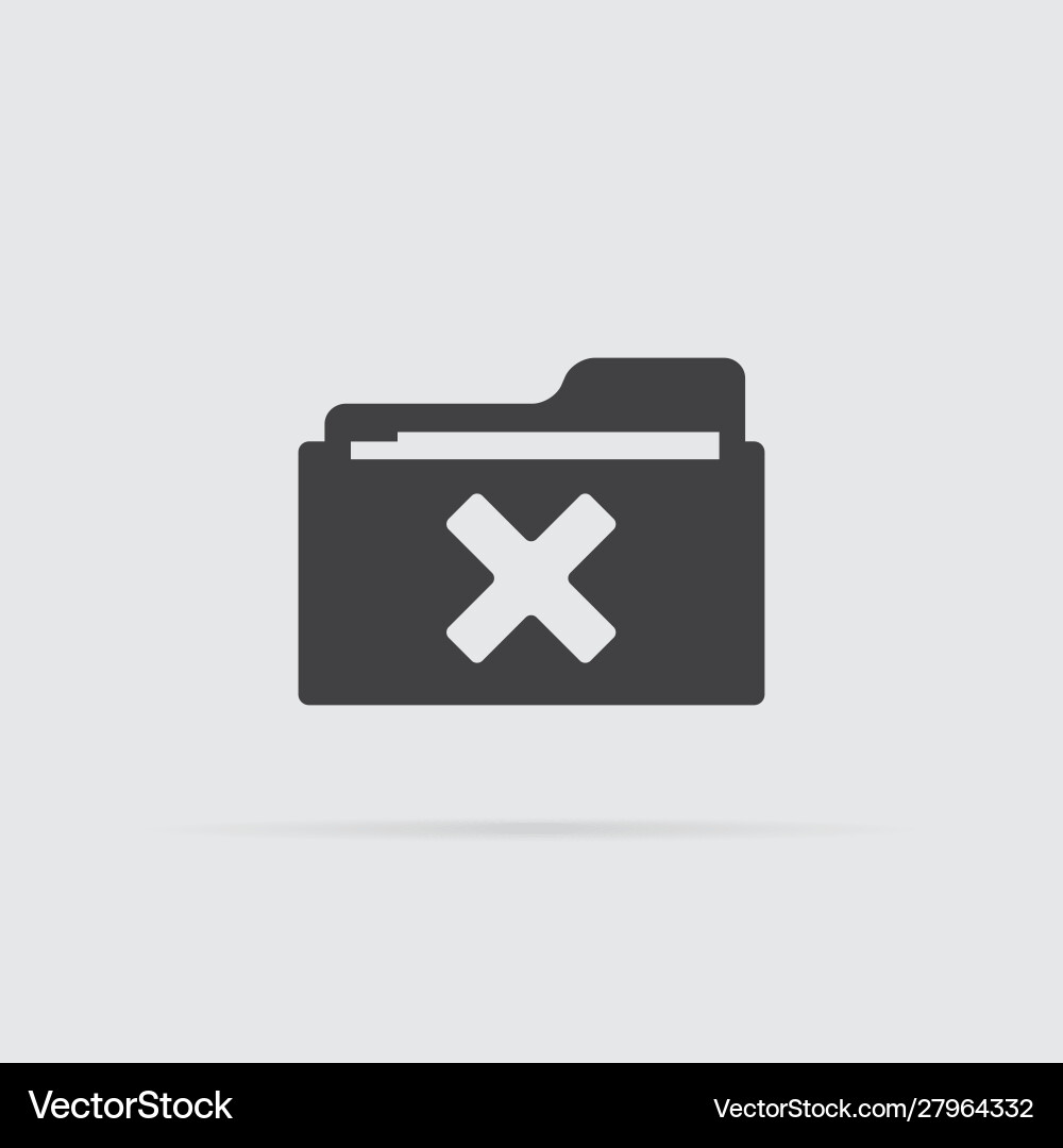 Delete folder icon in flat style isolated on grey Delete folder icon in flat style isolated on grey Vector Image