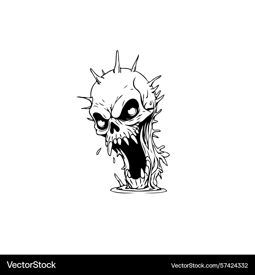 Distorted skull with spikes representing macabre Distorted skull with spikes representing macabre Vector Image