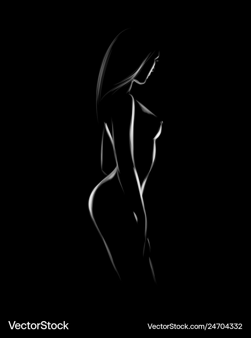 Elegant Nude Figure Silhouette vector image