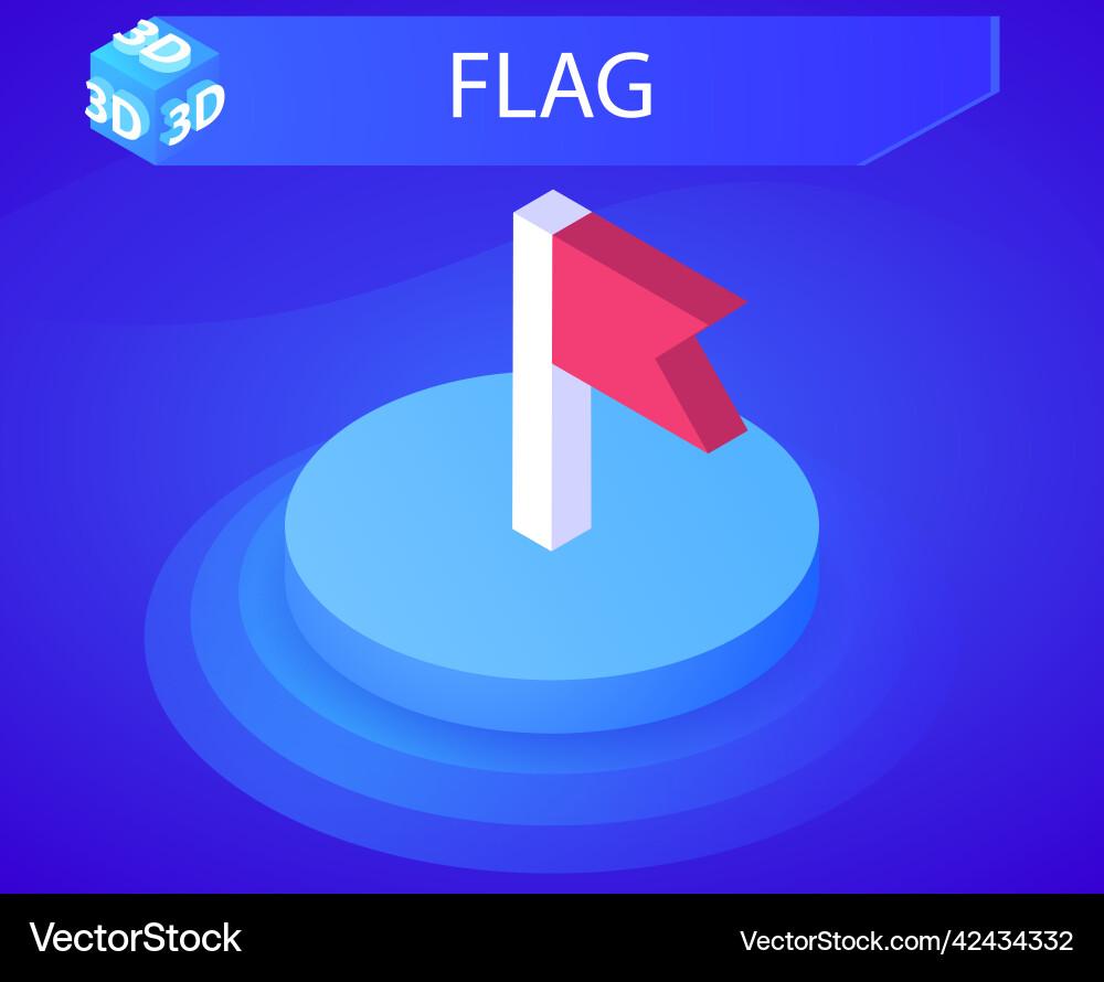 Flag isometric design icon web 3d colorful Flag isometric design icon web 3d colorful vector image