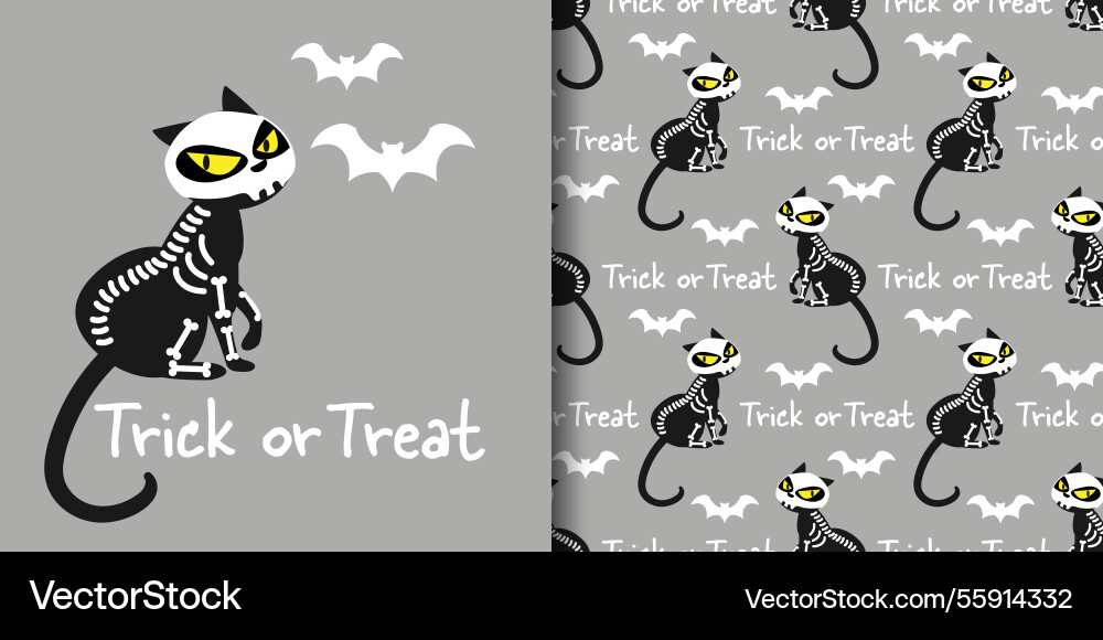 Halloween banner and seamless pattern of cat Halloween banner and seamless pattern of cat vector image