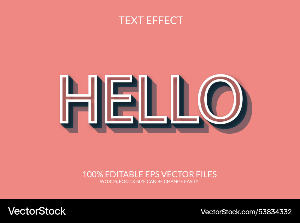 Hello 3d font design vector image