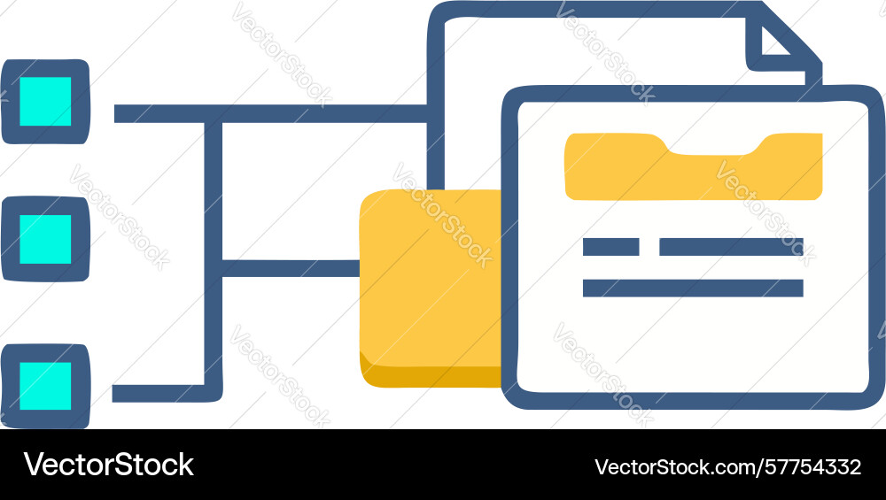 Hierarchical folder icon organized document vector image