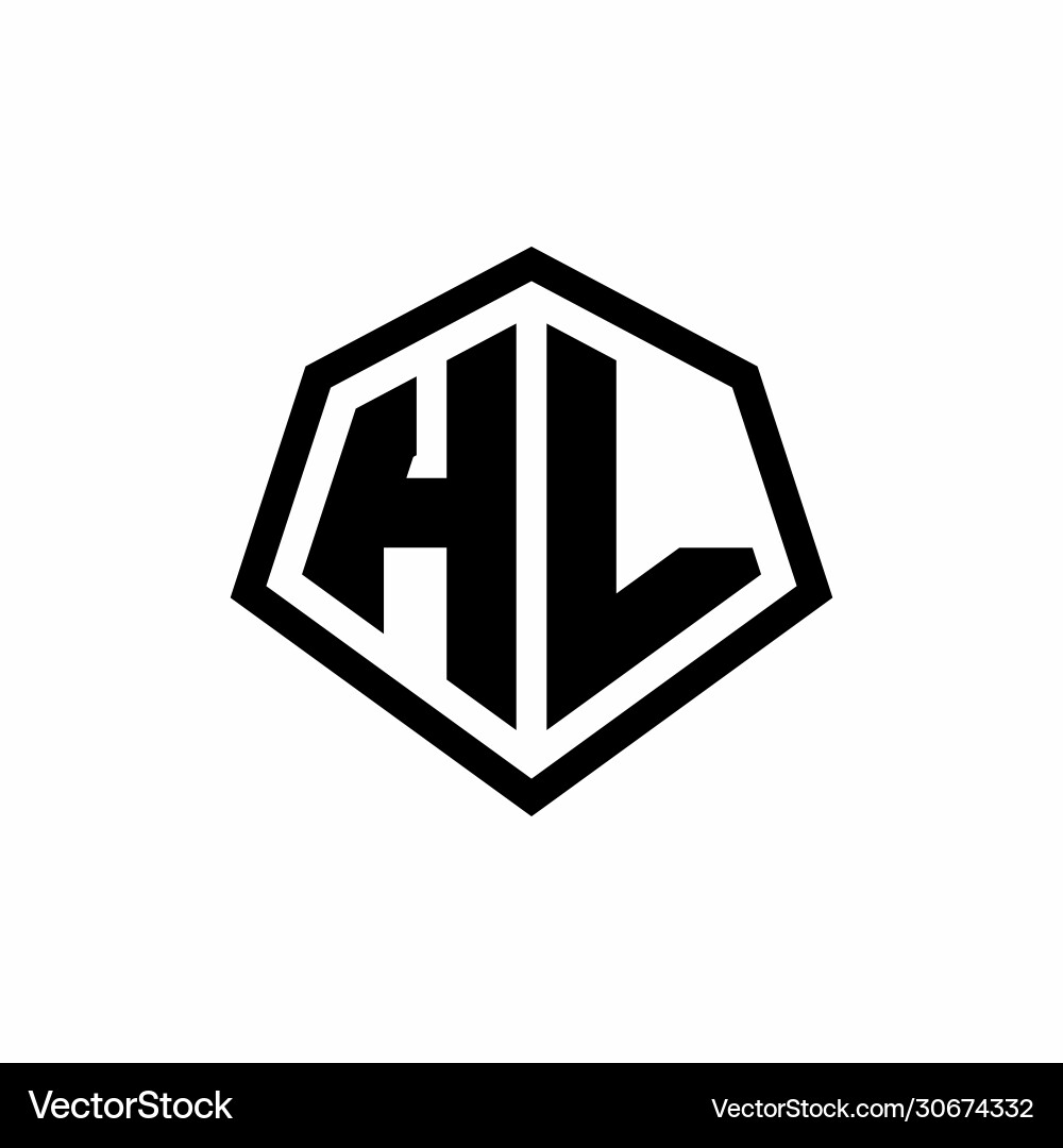 Hl monogram logo with hexagon shape and line Hl monogram logo with hexagon shape and line Vector Image