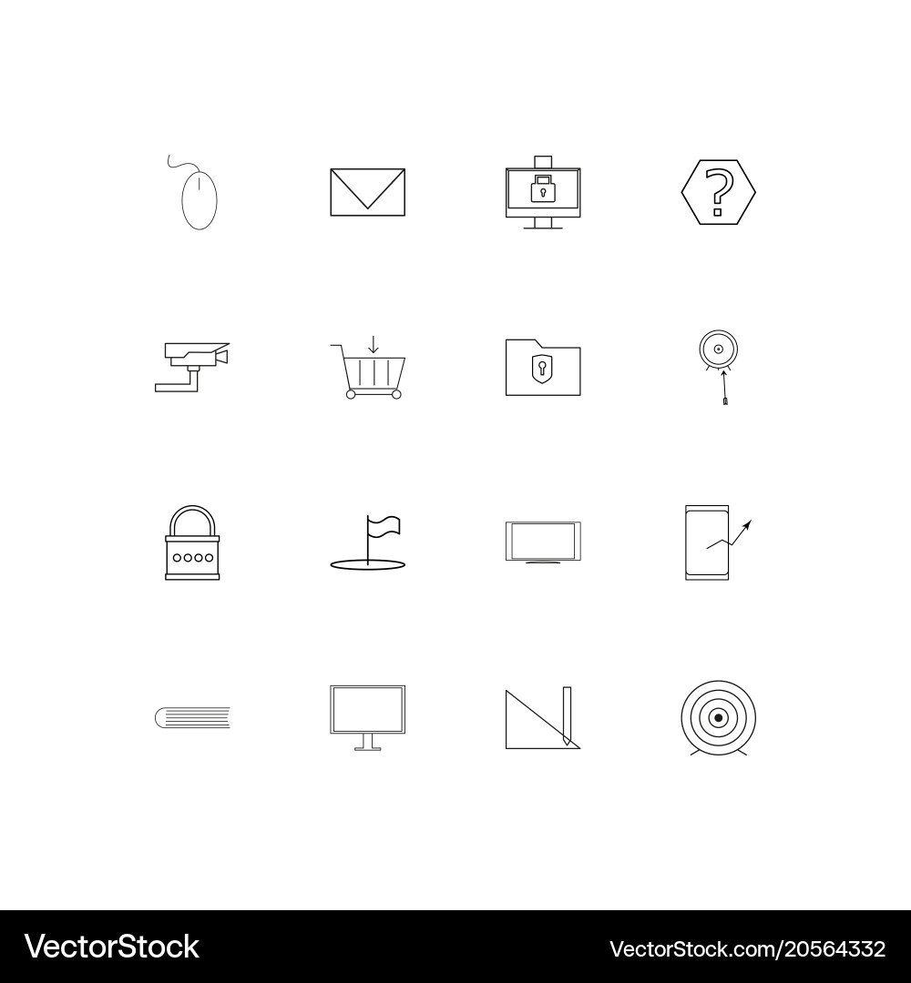 Internet technologies simple linear icons set vector image
