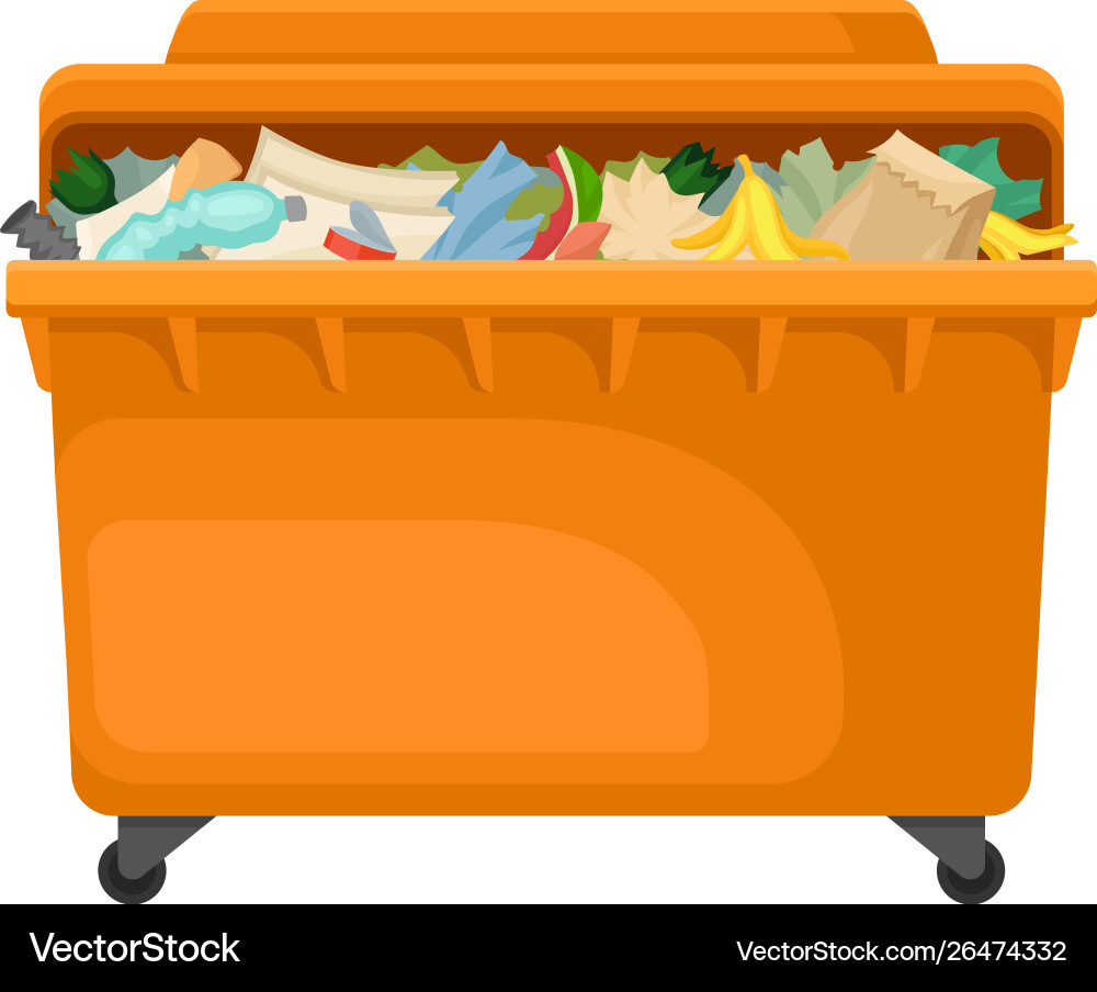 Large Orange Trash Can with Lid Vector Image