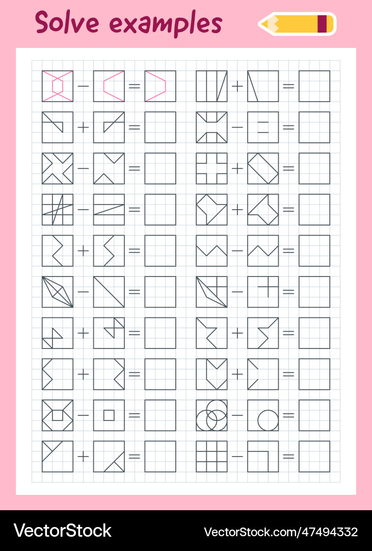 Logic exercises for children solve examples math Logic exercises for children solve examples math vector image