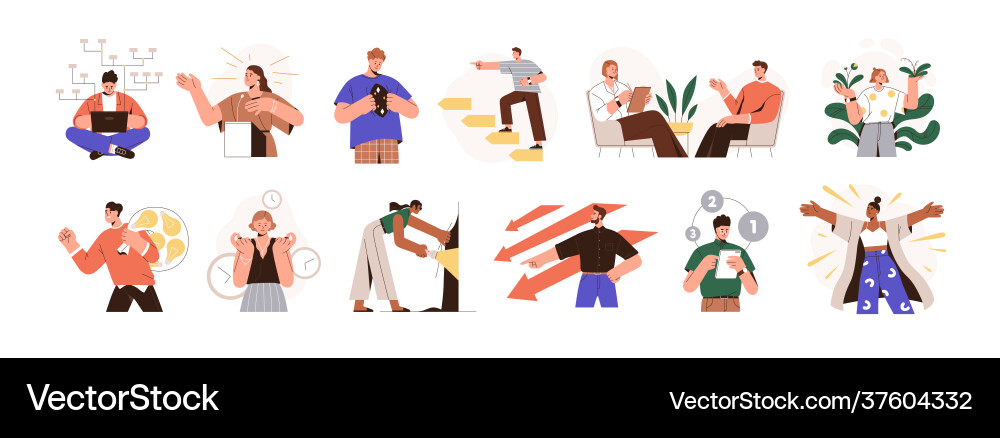 Mbti person types set different mindsets Mbti person types set different mindsets Vector Image