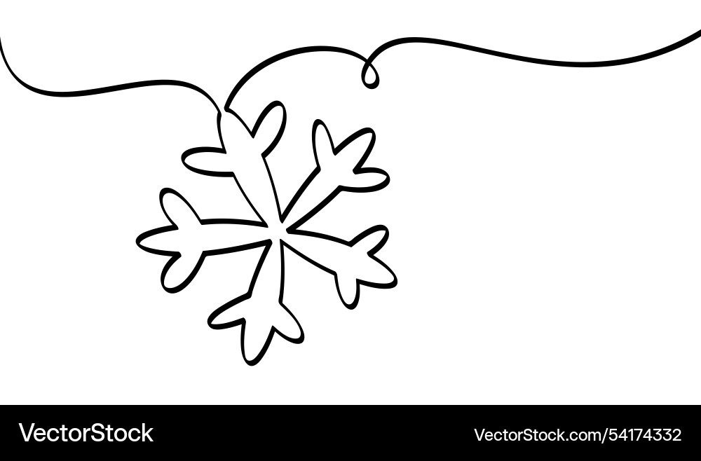 Minimalist snowflake outline with flowing line Vector Image