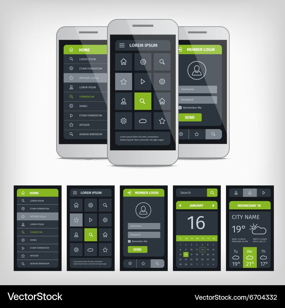 Mobile App UI Kit - Modern Interface Templates vector image