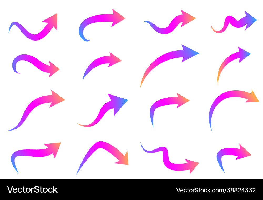 Multicolored Gradient Arrows Set vector image