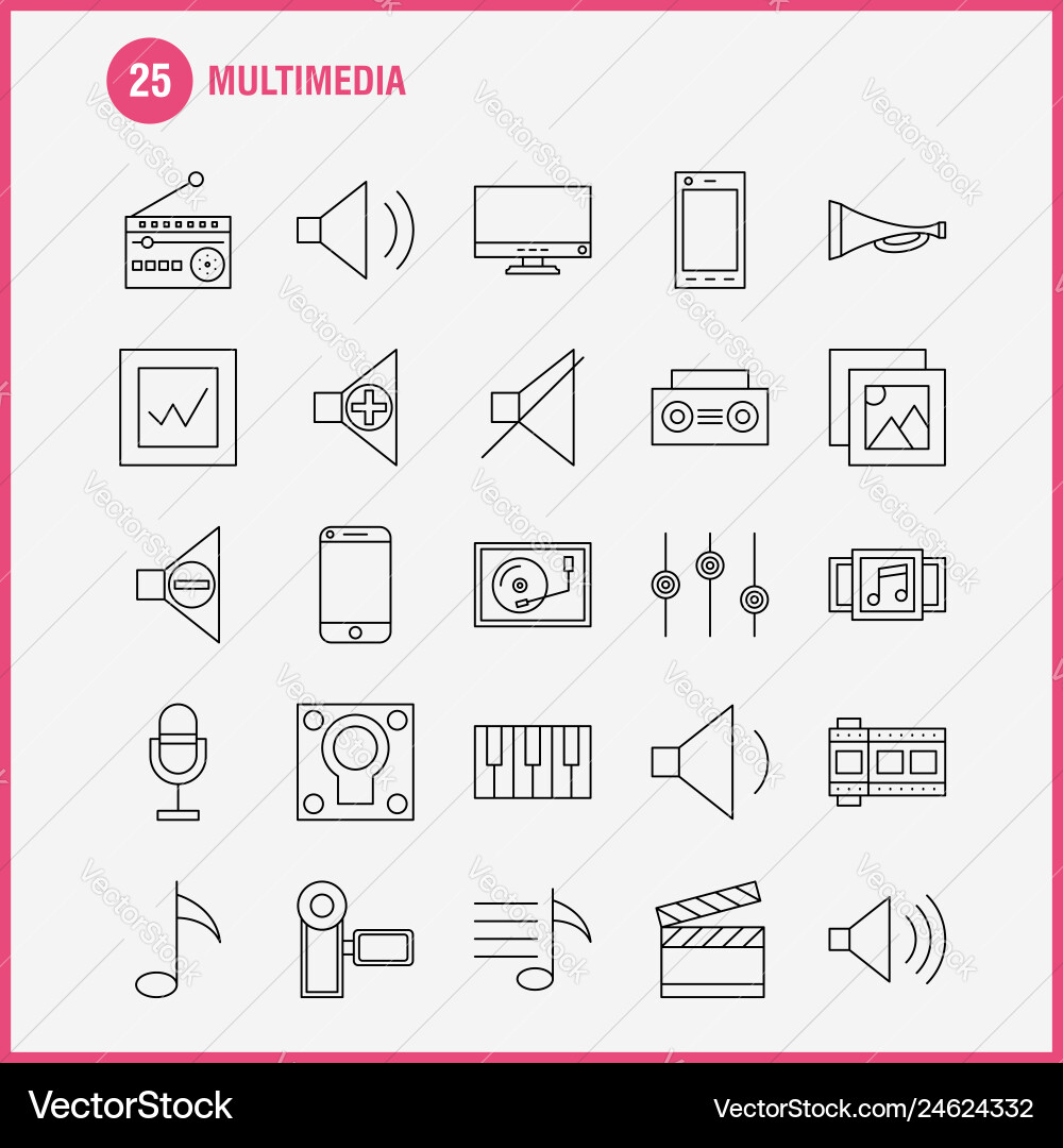 Multimedia line icon for web print and mobile Multimedia line icon for web print and mobile vector image