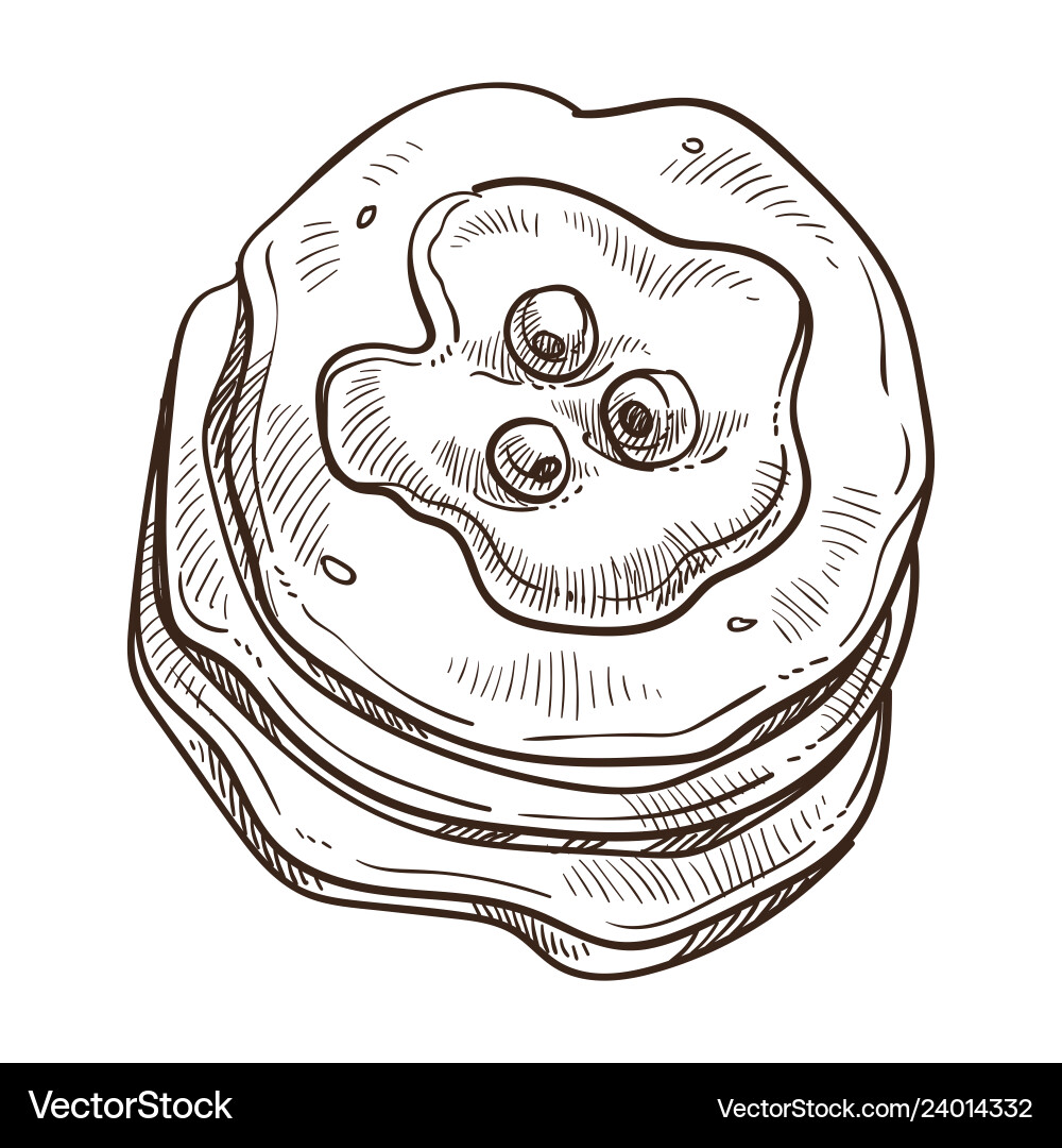 Pancake Stack with Syrup and Berries Vector Image