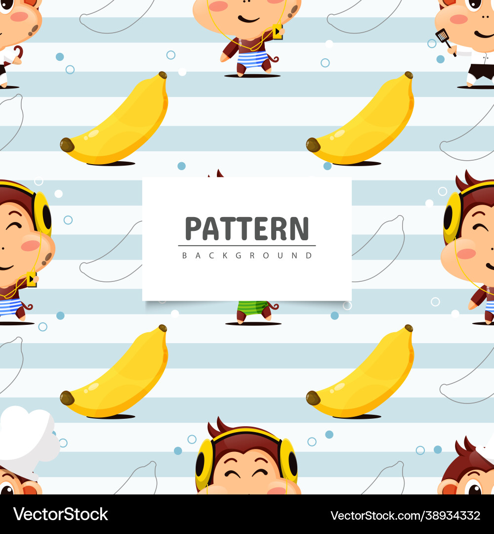 Seamless pattern monkey and banana Vector Image