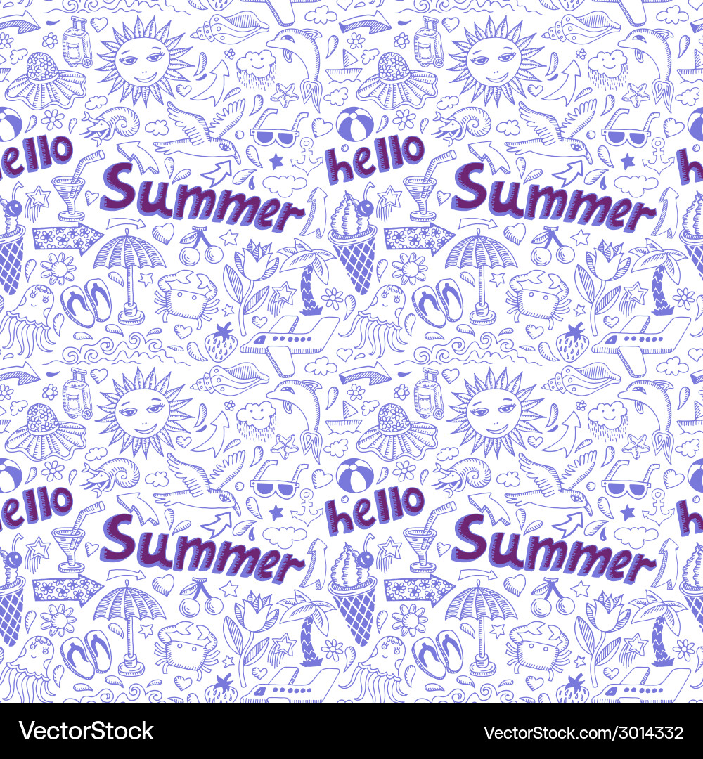 Seamless pattern with sketch drawing summer vector image