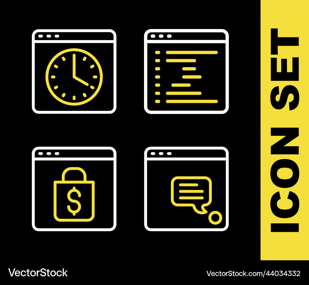 Set line browser window new chat messages Set line browser window new chat messages vector image