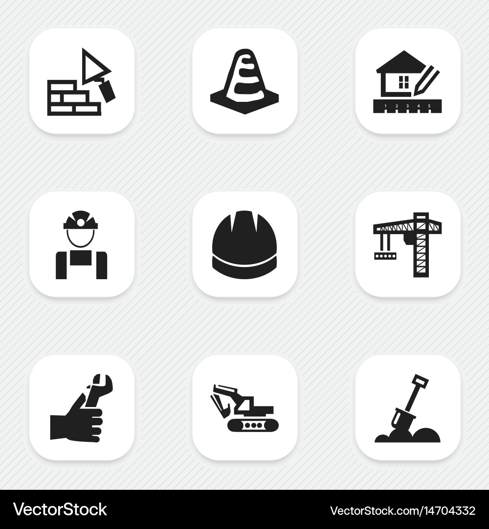 Set of 9 editable building icons includes symbols Vector Image