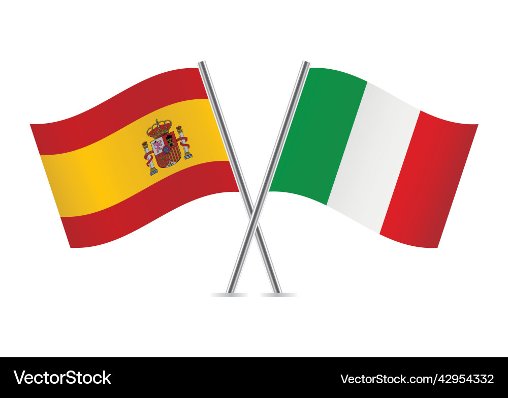 Spain and italy crossed flags vector image