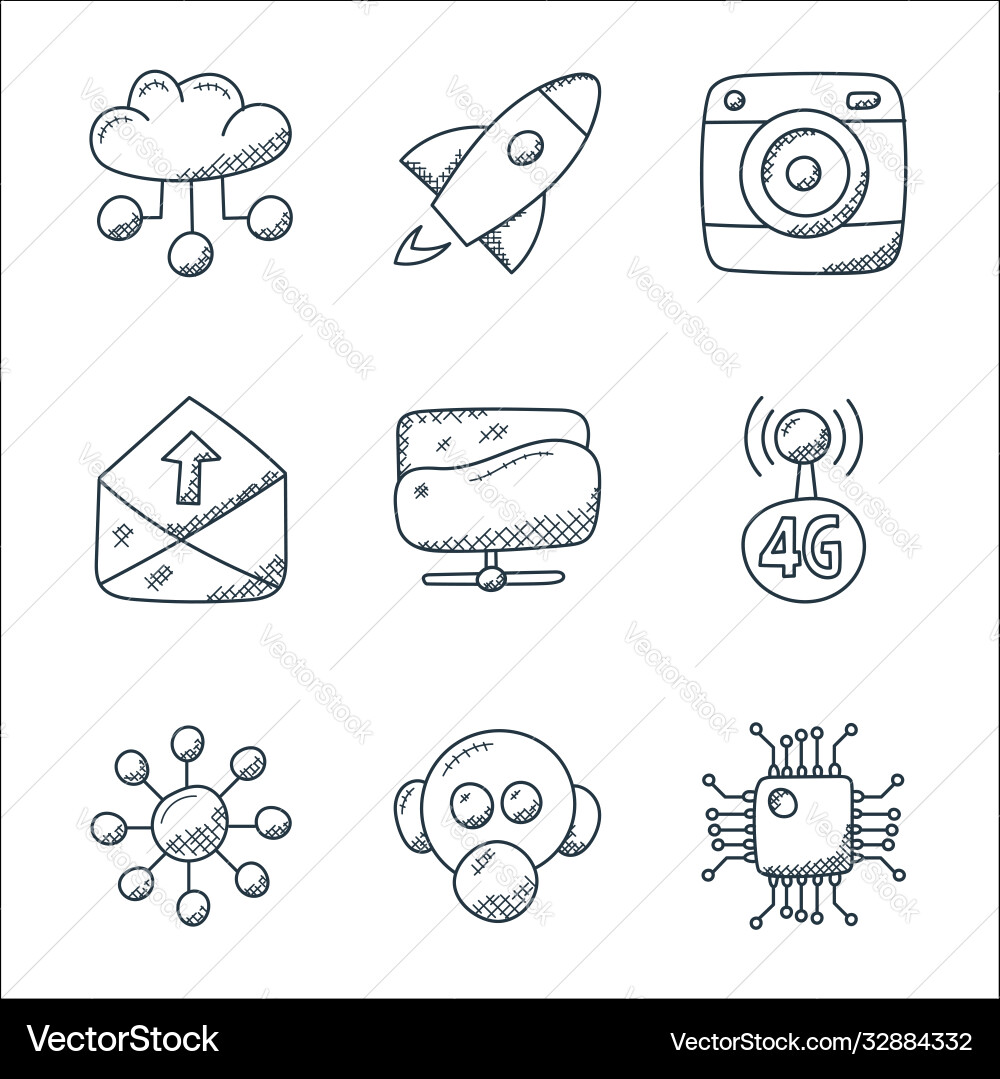 Technology line icons linear set quality Technology line icons linear set quality Vector Image