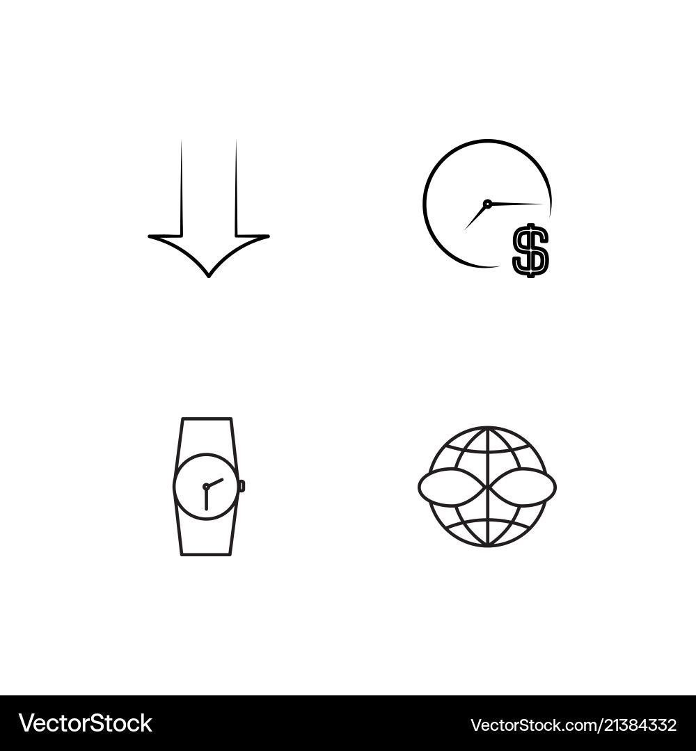 Time linear icons set simple outline vector image