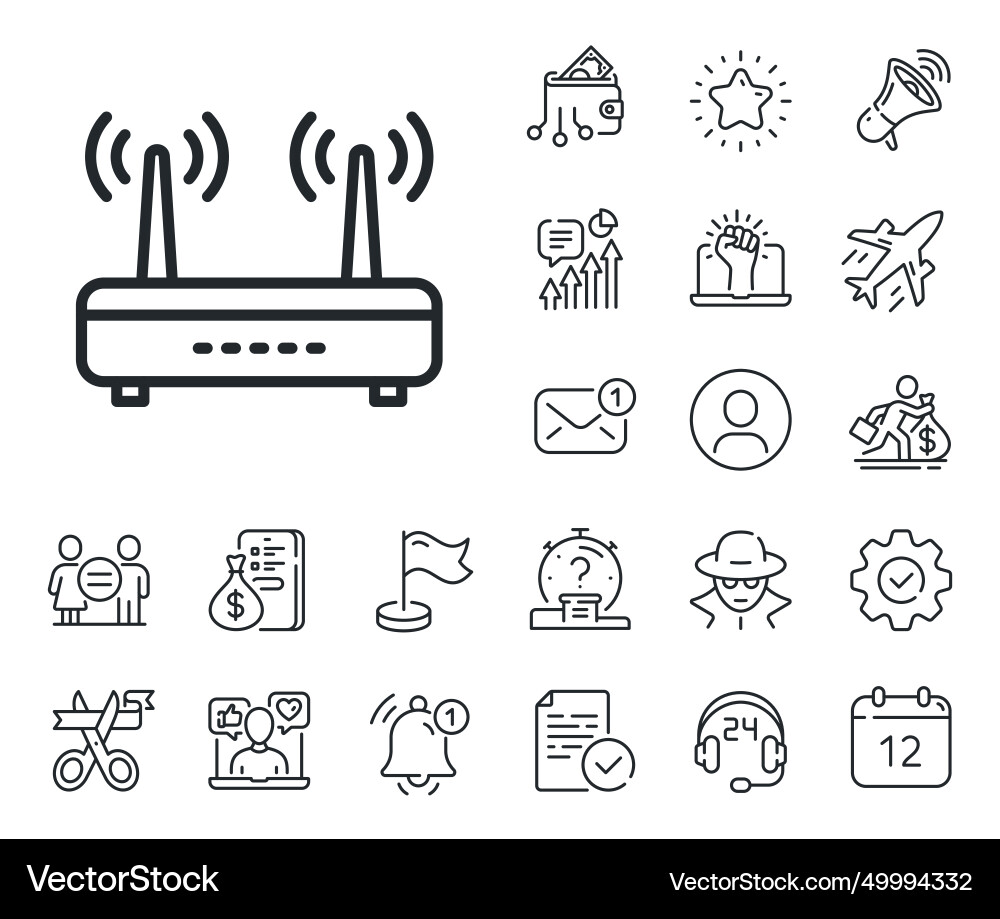 Wifi router line icon computer component sign Vector Image