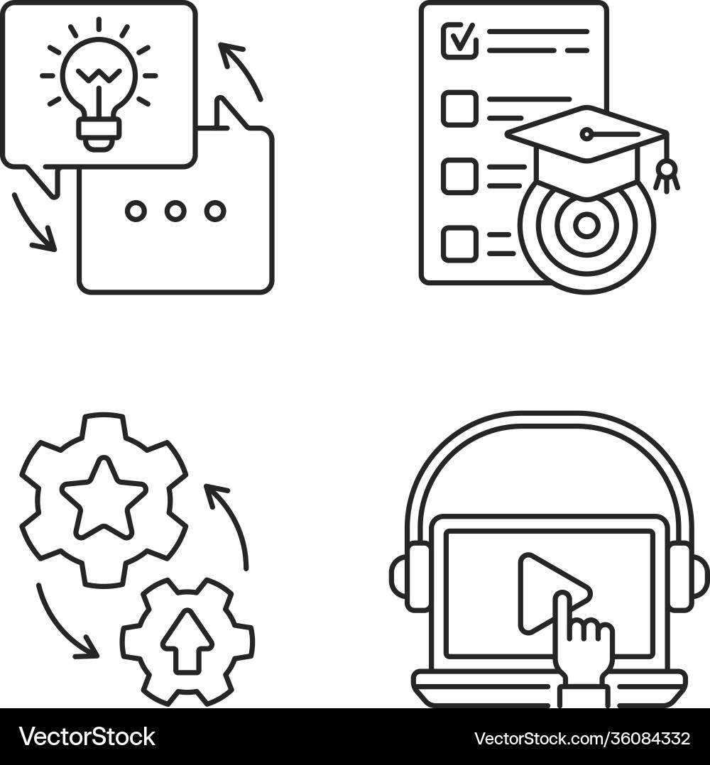 Workshop linear icons set Vector Image