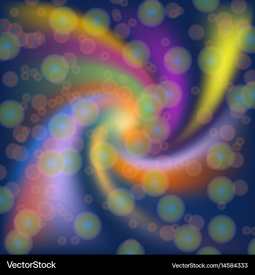 Abstract colorful twist shape with bokeh on blue Vector Image