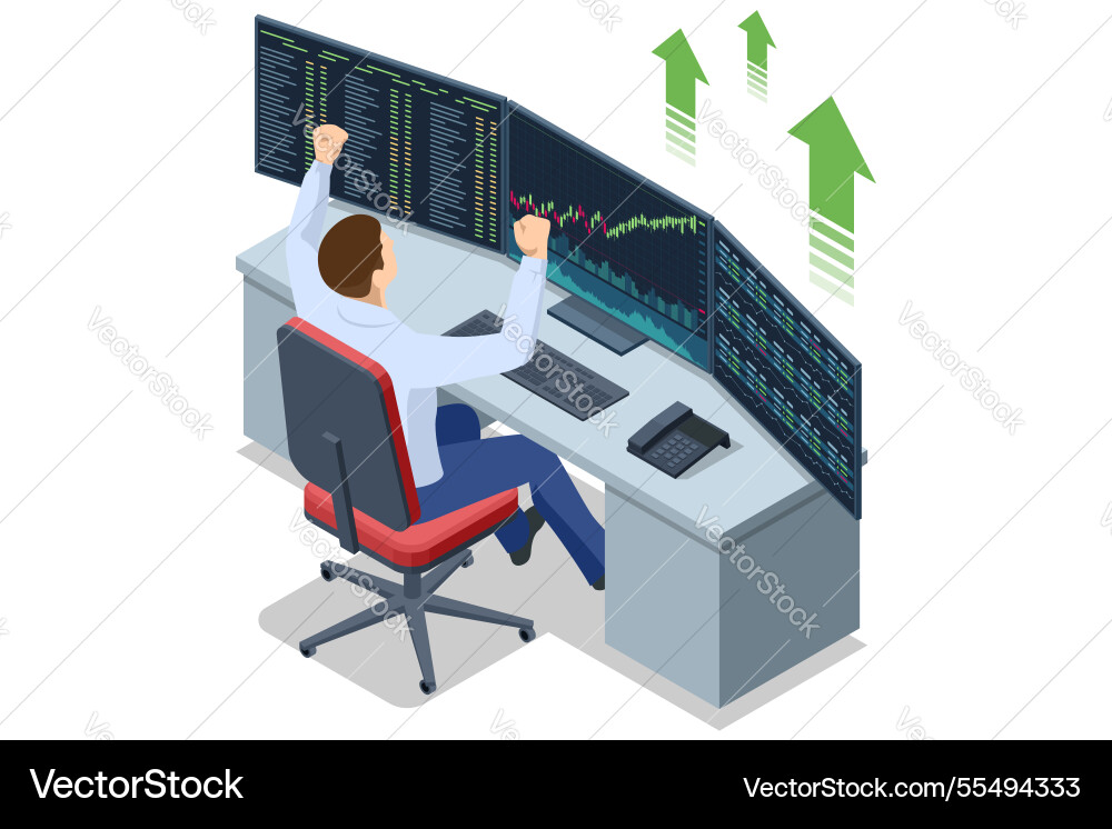 An isometric of a trader An isometric of a trader vector image