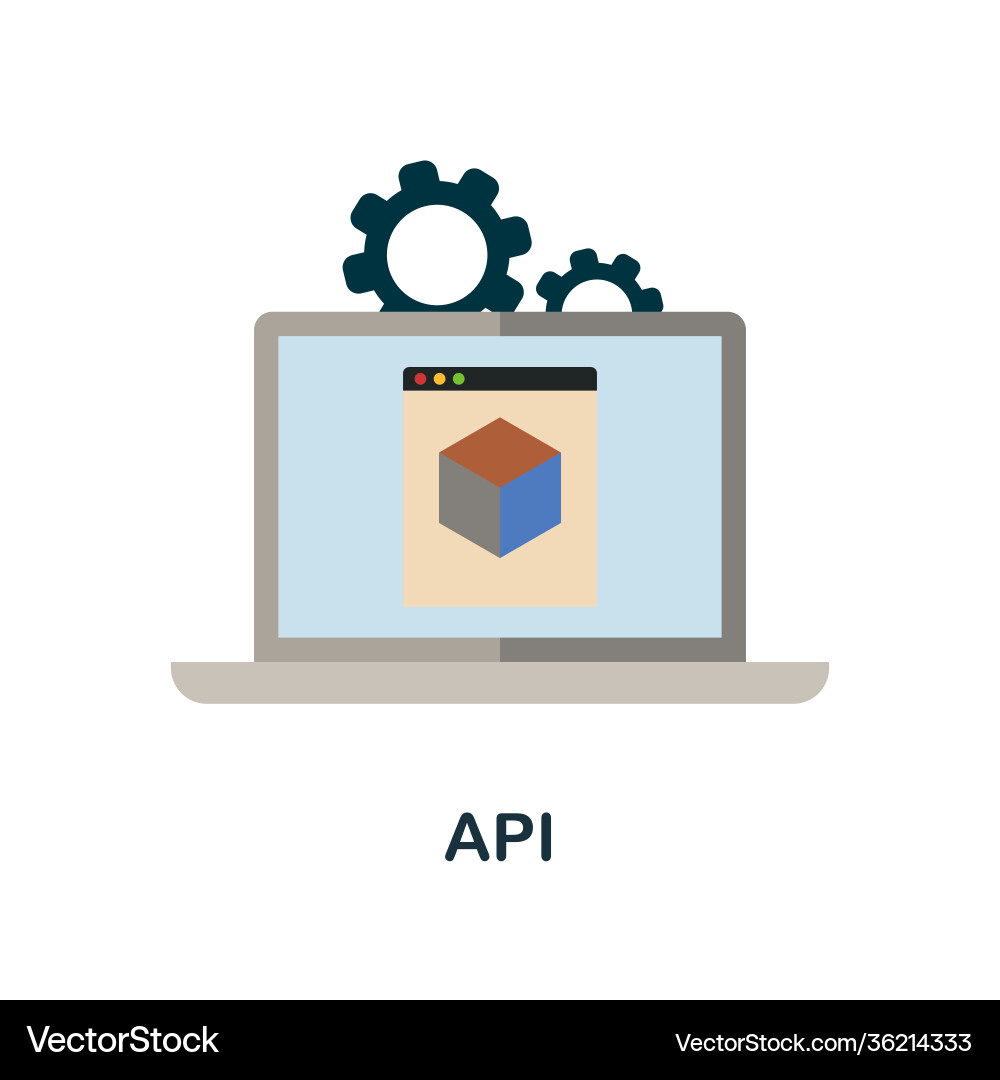 Api flat icon color simple element from fintech Vector Image