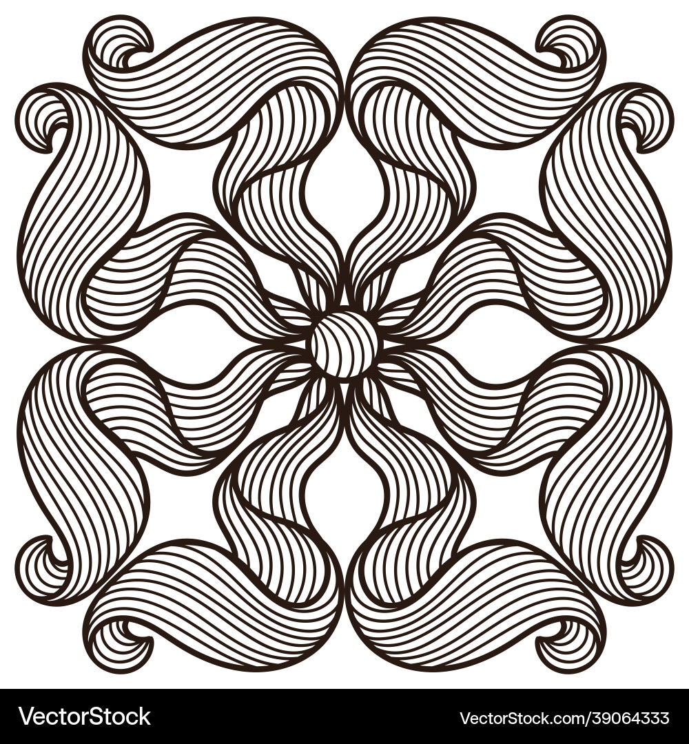 Ceramic tile pattern with wave line curls Ceramic tile pattern with wave line curls vector image