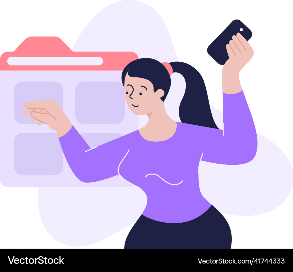 Female user scrolling social networking Female user scrolling social networking Vector Image