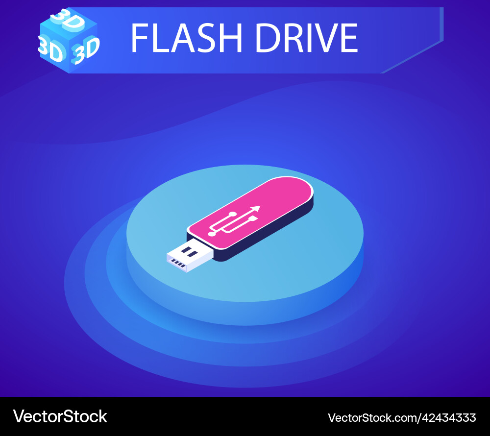 Flash drive isometric design icon web 3d Flash drive isometric design icon web 3d vector image