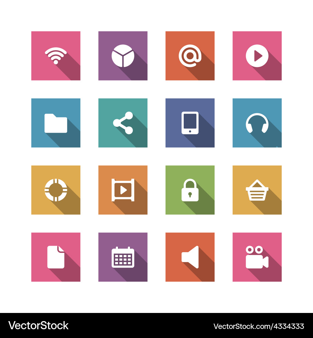 Flat icons set for design web sites and mobile Vector Image